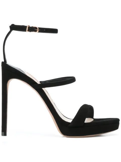 Click to view more detailed imagery on our partner's website Sophia Webster Rosalind Strappy Suede Mid-Heel Sandals In Black