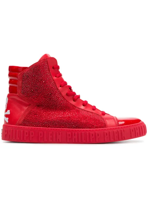 red rhinestone sneakers