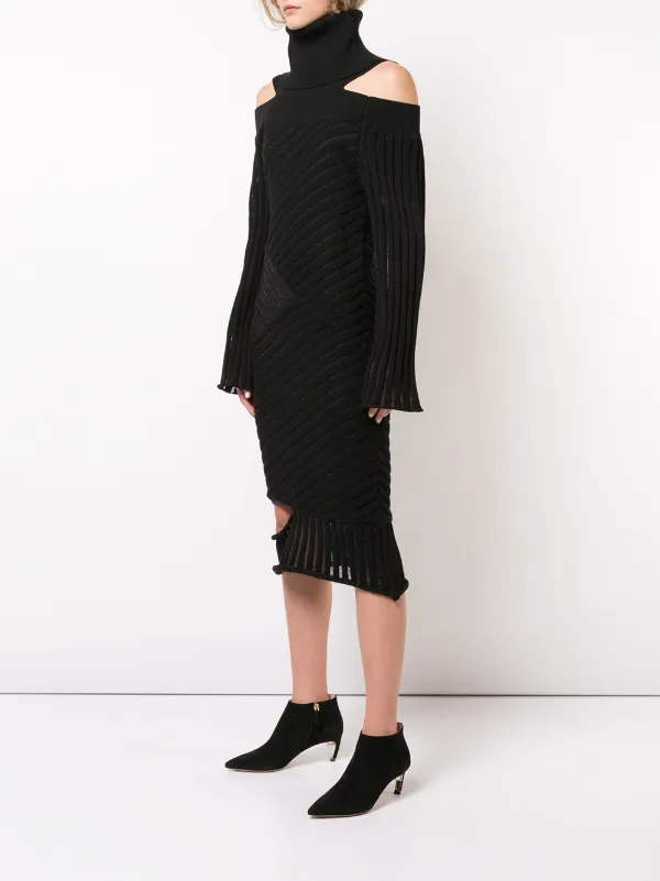 ribbed cold shoulder dress Cold Shoulder Multi-Rib Maxi Dress
