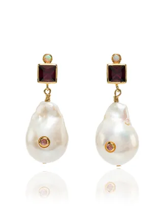 Anni Lu Pearl Drop Ruby Earrings Farfetch Anni Lu Pearl Drop Ruby Earrings