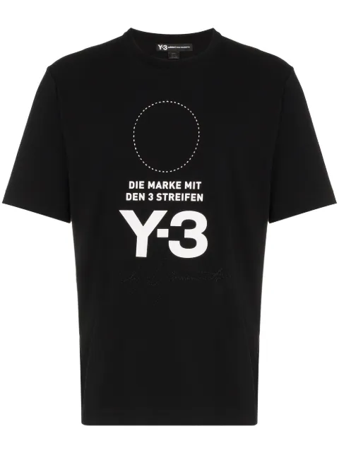 Y-3 Black logo and circle printed cotton t-shirt