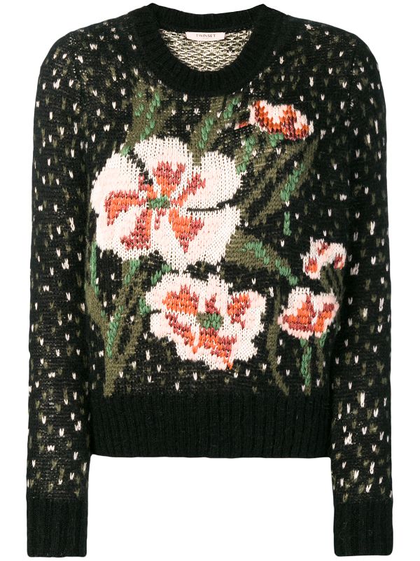 Twin Set Intarsia Knit Floral Jumper 137 Buy Aw18 Online