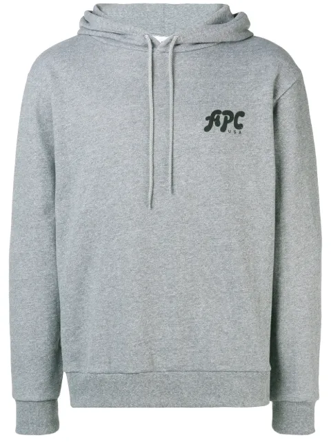 Click to view more detailed imagery on our partner's website A.p.c. Michel Logo-print Loopback Cotton-blend Jersey Hoodie In Grey