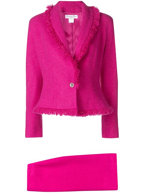 Christian Dior 1990s pre-owned fringe-edge skirt suit