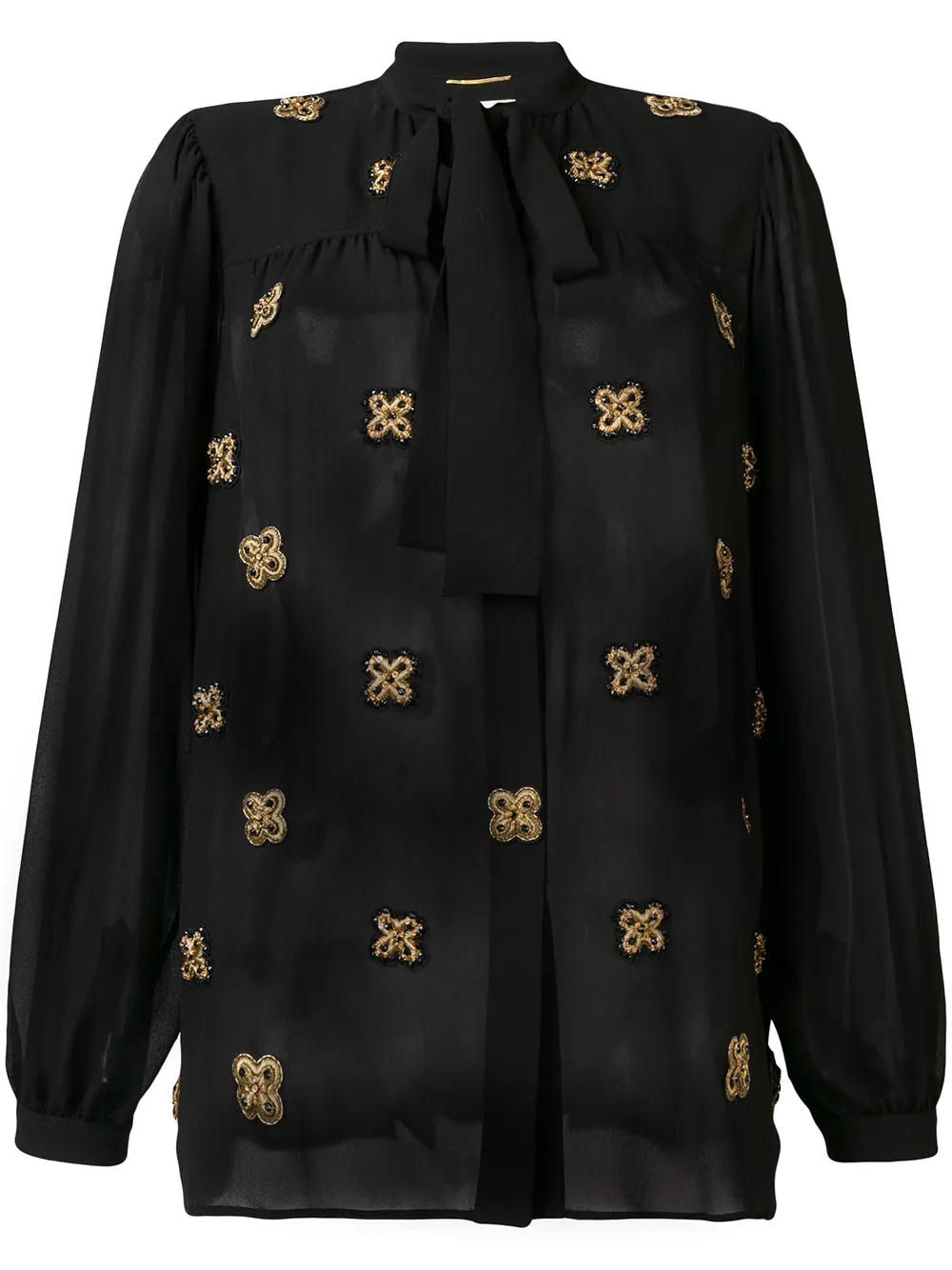 Saint Laurent Semi-transparentes Hemd - Schwarz