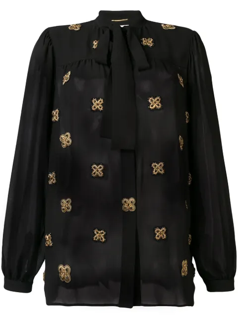 Saint Laurent semi-sheer embroidered shirt