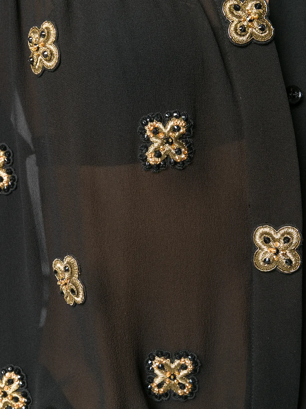 Saint Laurent semi transparant shirt met borduursel Zwart