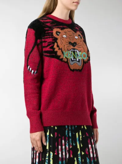 Kenzo Tiger intarsia sweater red | MODES