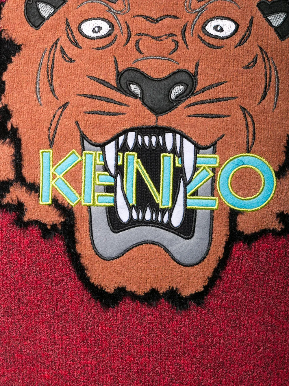 Kenzo intarsia trui met tijger Rood
