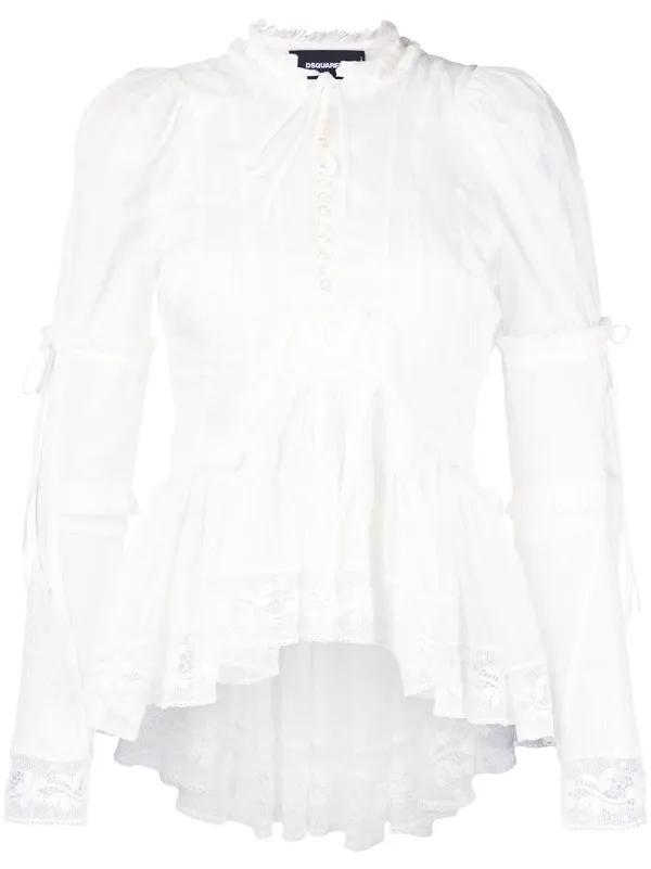 white ruffle lace blouse