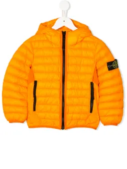 logo patch padded coat