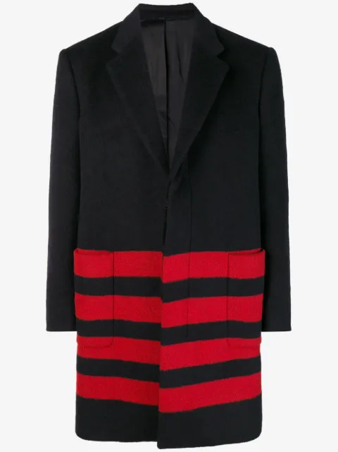 Calvin Klein stripe detail single-breasted coat