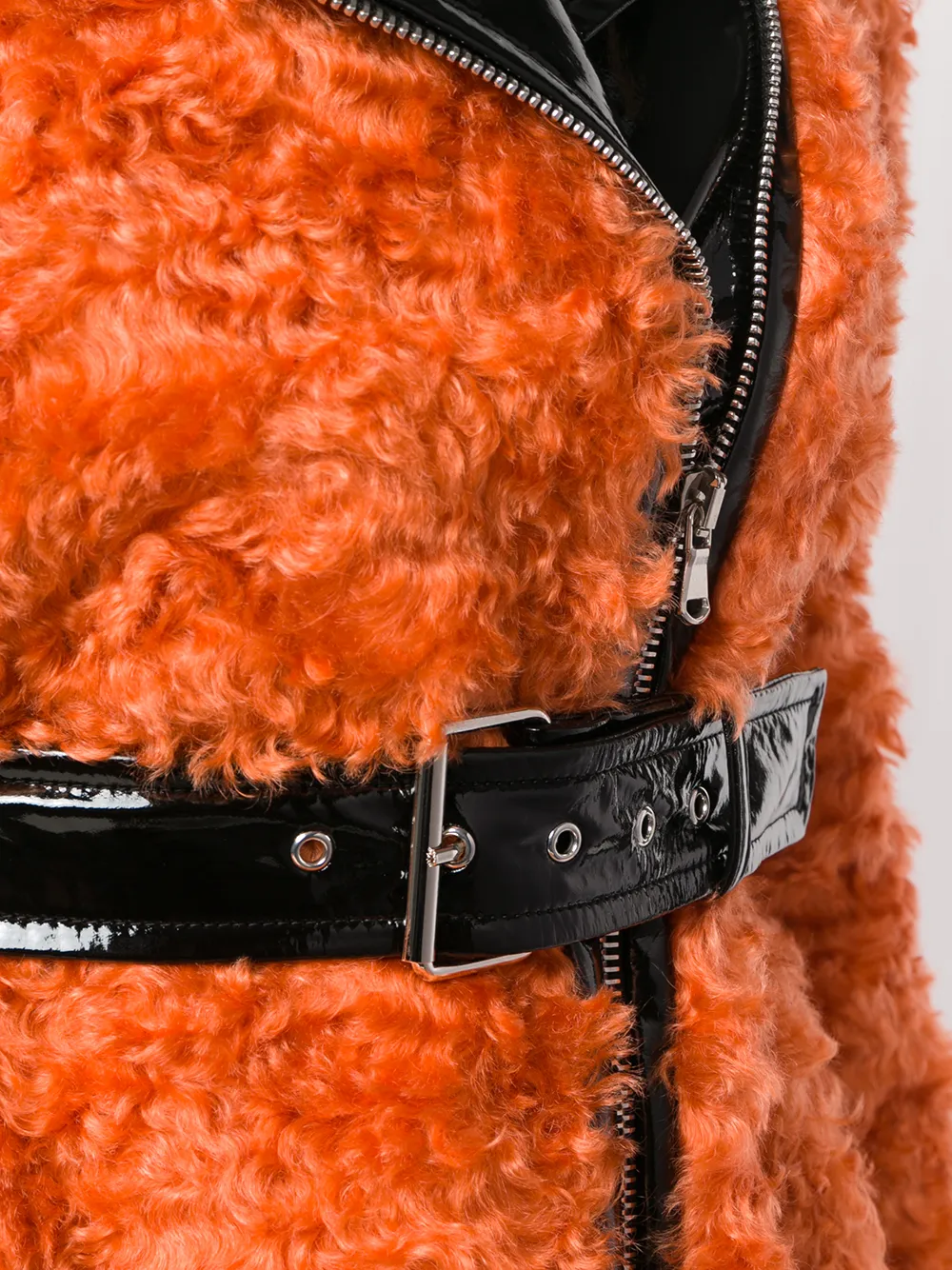 Moschino belted shearling coat Oranje
