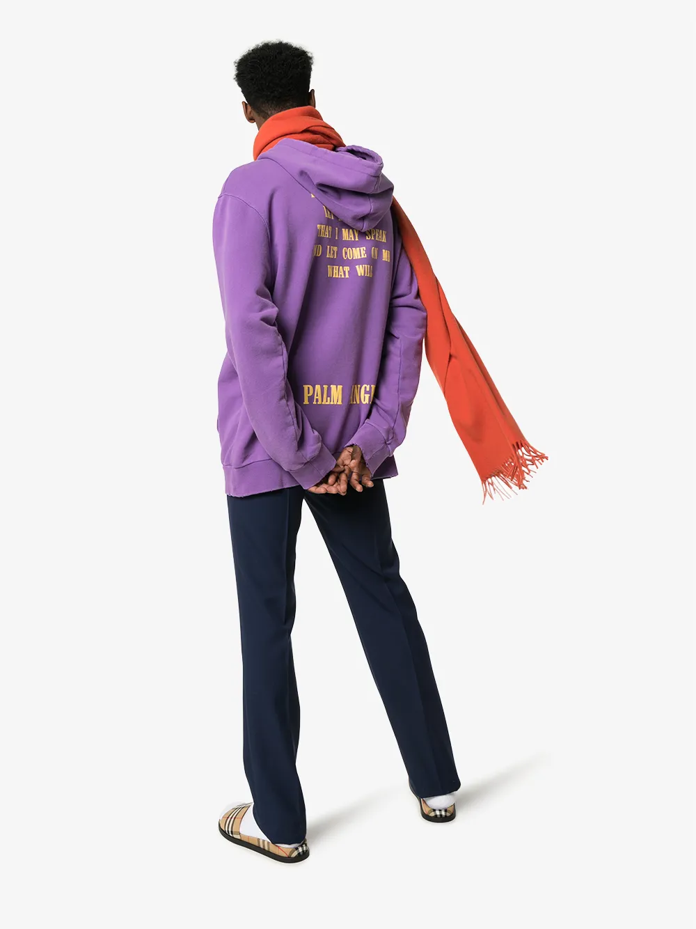 Palm Angels Tops PALM ANGELS OVERSIZED SLOGAN PRINT HOODED COTTON JUMPER