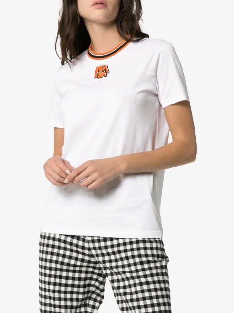 PRADA RIBBED NECK LOGO PATCH COTTON T