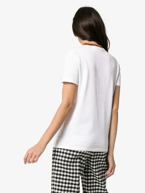 PRADA RIBBED NECK LOGO PATCH COTTON T