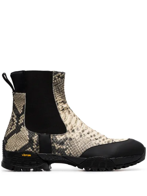 1017 ALYX 9SM black Vibram snake print leather chelsea boots $340 ...