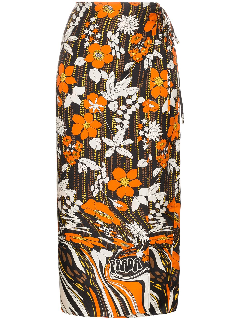 фото Prada юбка с запахом и цветочным принтом