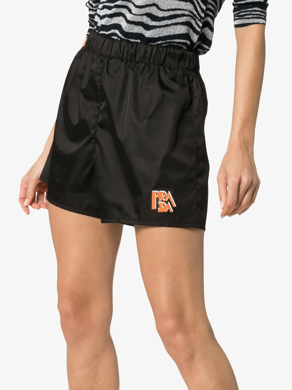 prada logo nylon shorts