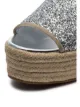 Miu Miu silver metallic 45 Glitter espadrille wedge sandals
