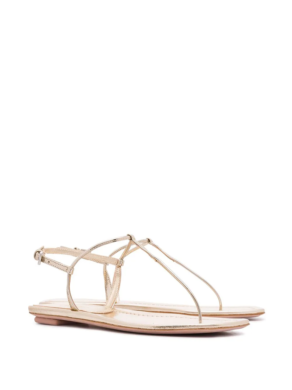 Prada Gold Metallic Laminated Leather Thong Sandals - Farfetch