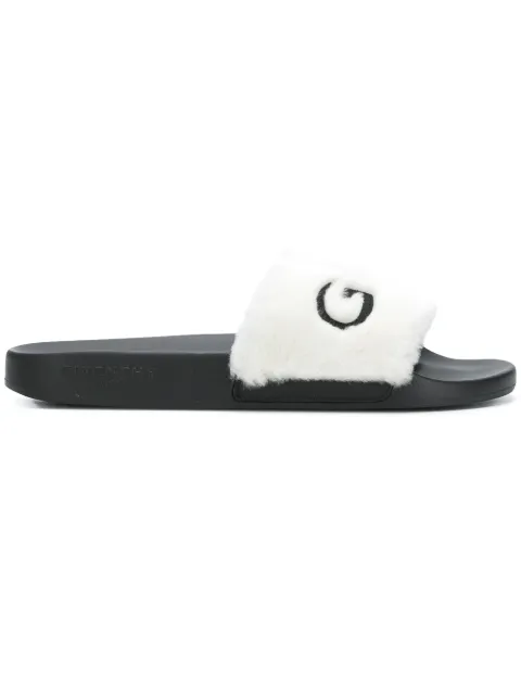 Click to view more detailed imagery on our partner's website Givenchy Logo Genuine Shearling Slide Sandal In White