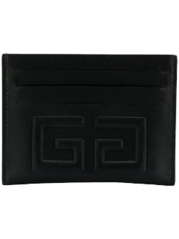 Porta-cartões de couro com logo