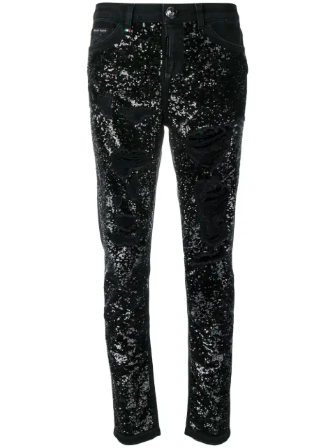 Philipp Plein Boyfriend Paillettes jeans