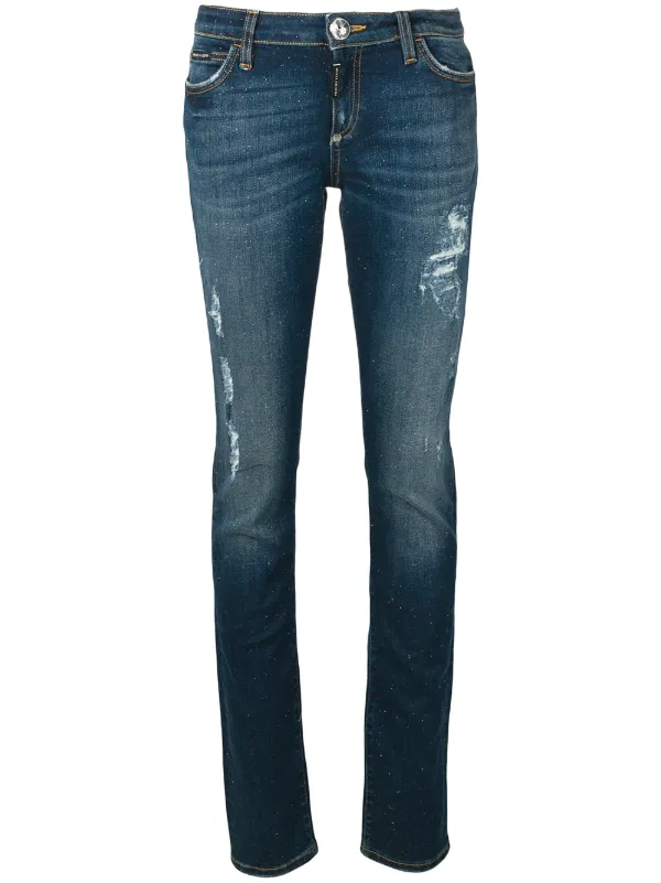 low rise ripped skinny jeans
