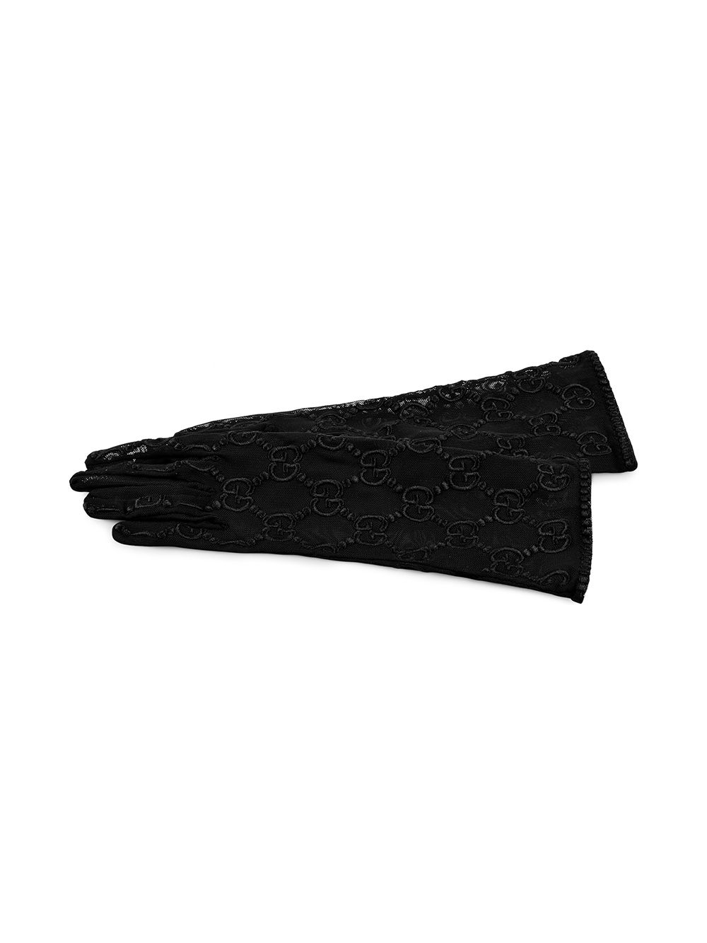 Tulle Gloves in Sheer Black with GG Motif