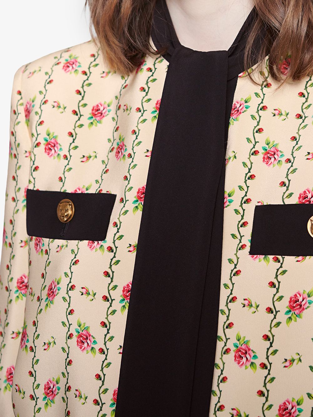 Gucci Rose print silk marocain jacket 