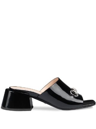 Gucci Patent Leather mid-heel Slides - Farfetch
