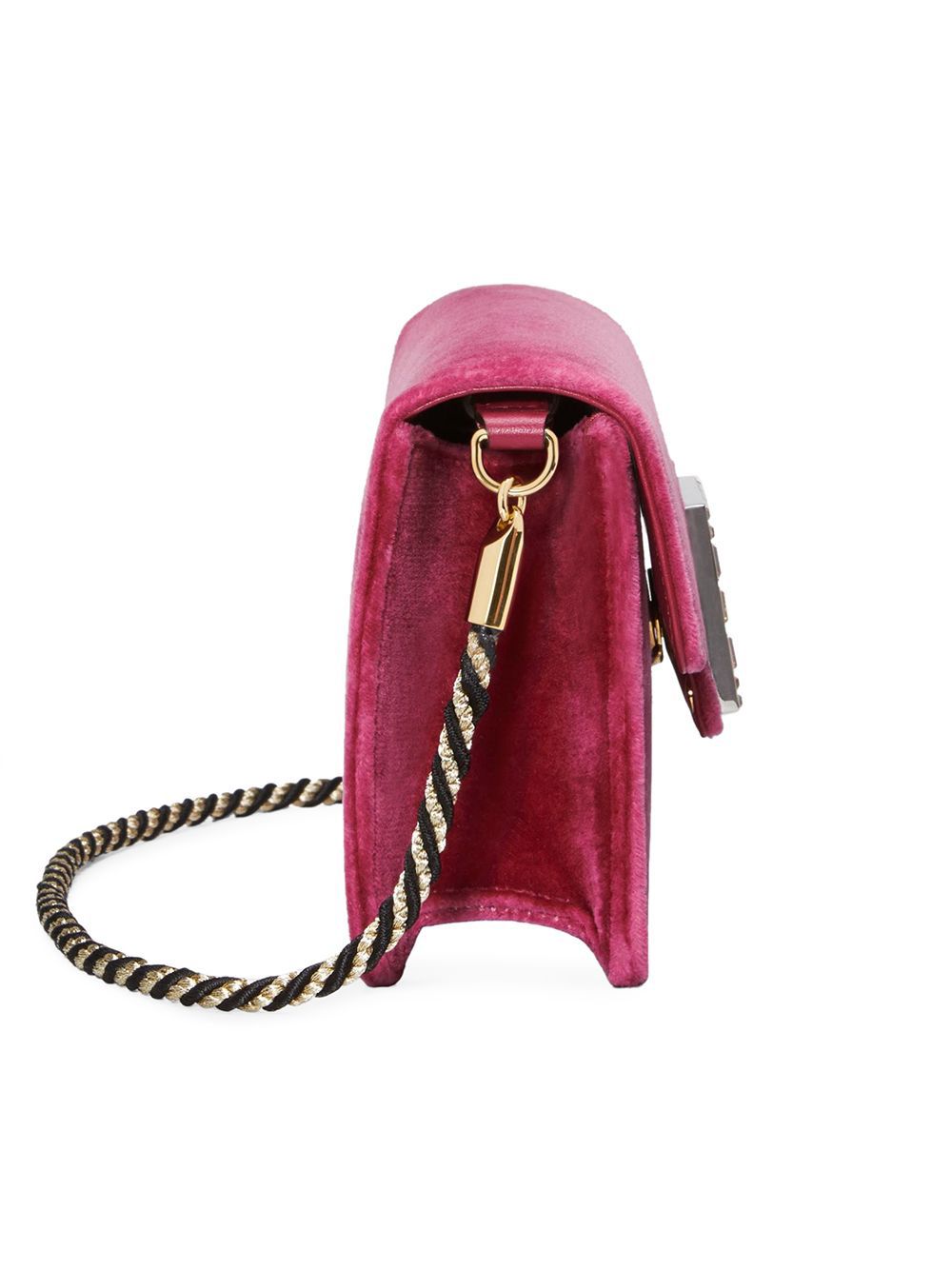 Gucci Pink Velvet Shoulder Bag With Square G - Farfetch