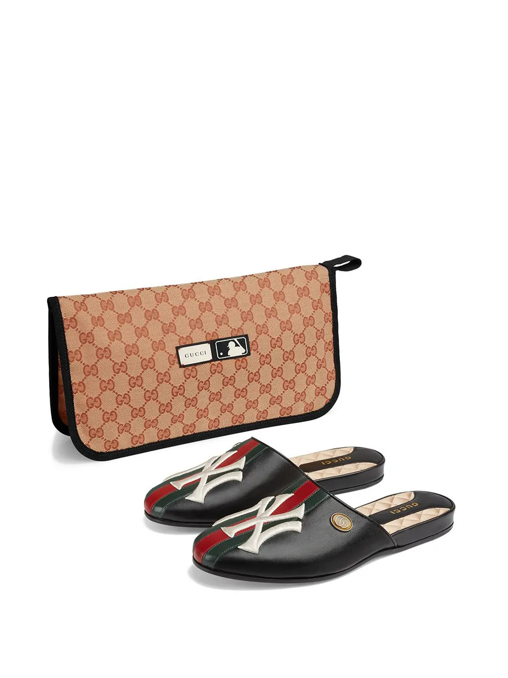 Gucci Leather Slipper With NY Yankees™ Patch Farfetch