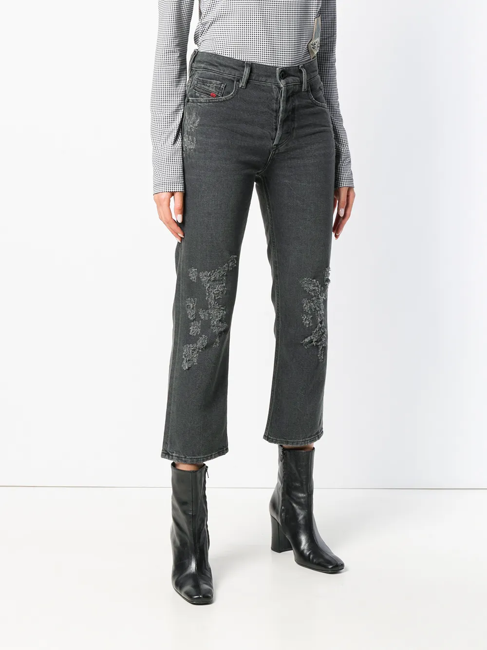 Diesel cropped slim fit jeans Zwart