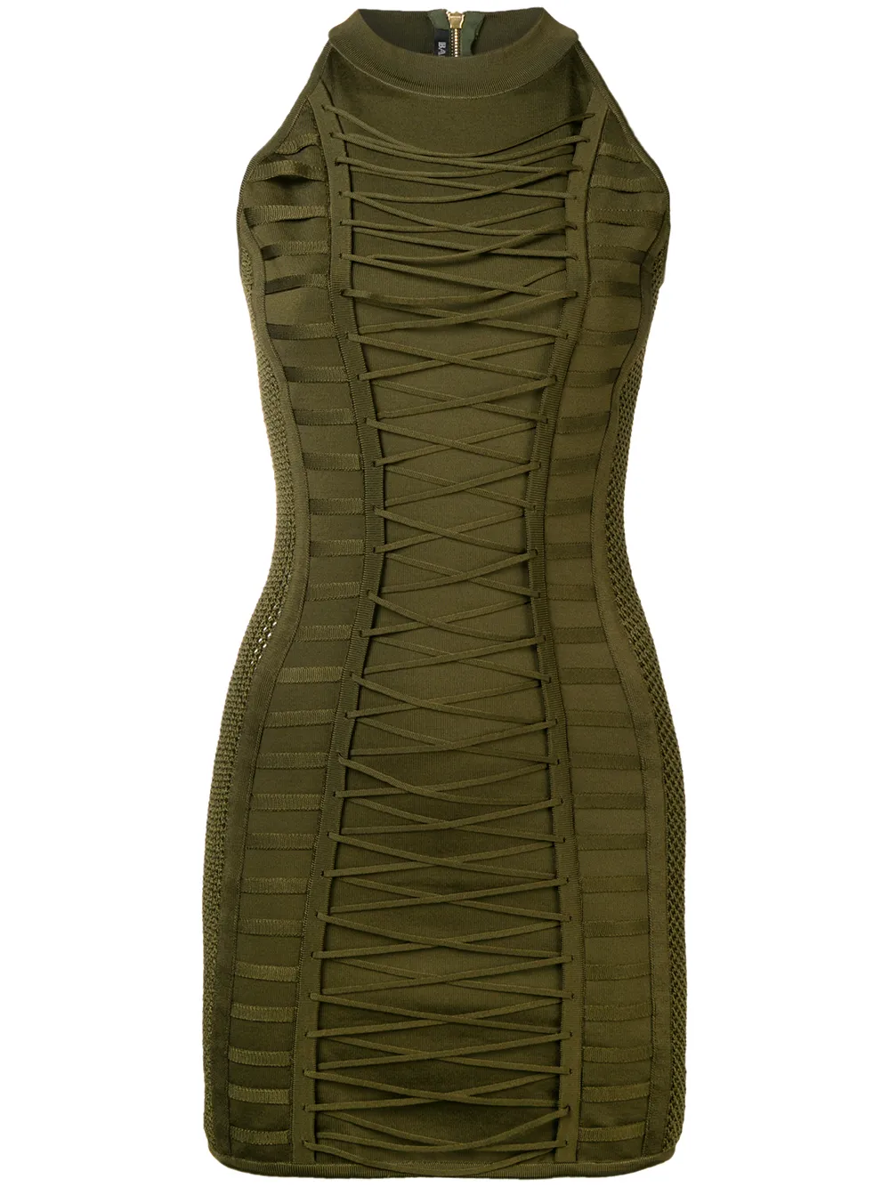 Balmain Geripptes Midikleid - Grün