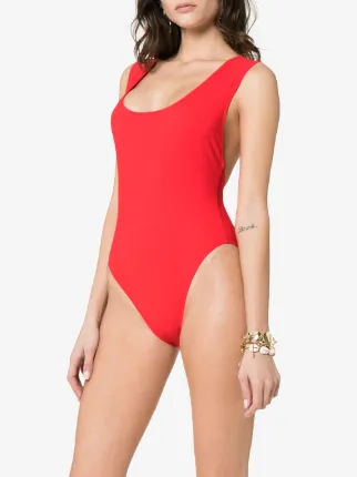 red Jireh scoop neck cutout swimsuit展示图