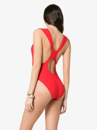 red Jireh scoop neck cutout swimsuit展示图