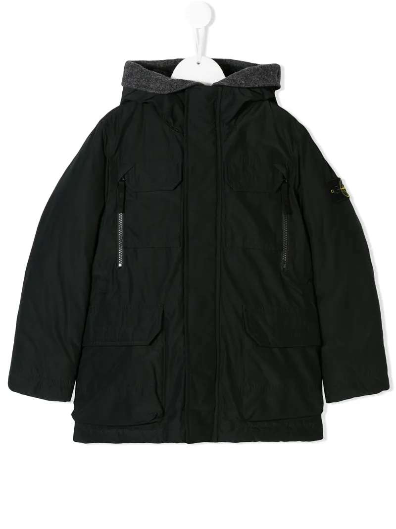 Stone Island Junior пуховое пальто с капюшоном