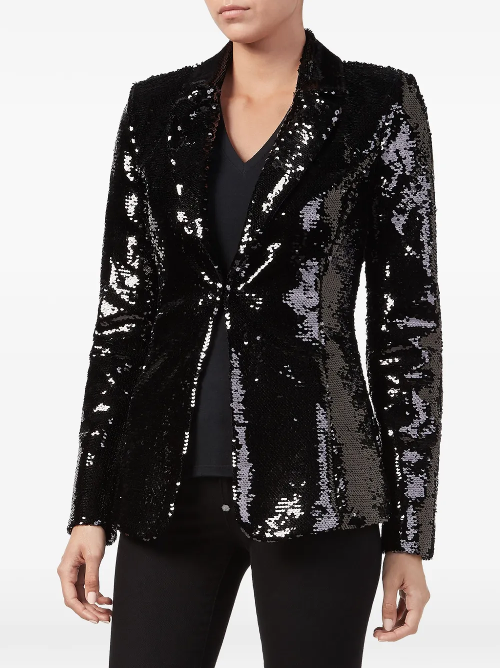  Philipp Plein Blazer Mit Pailletten   Schwarz 