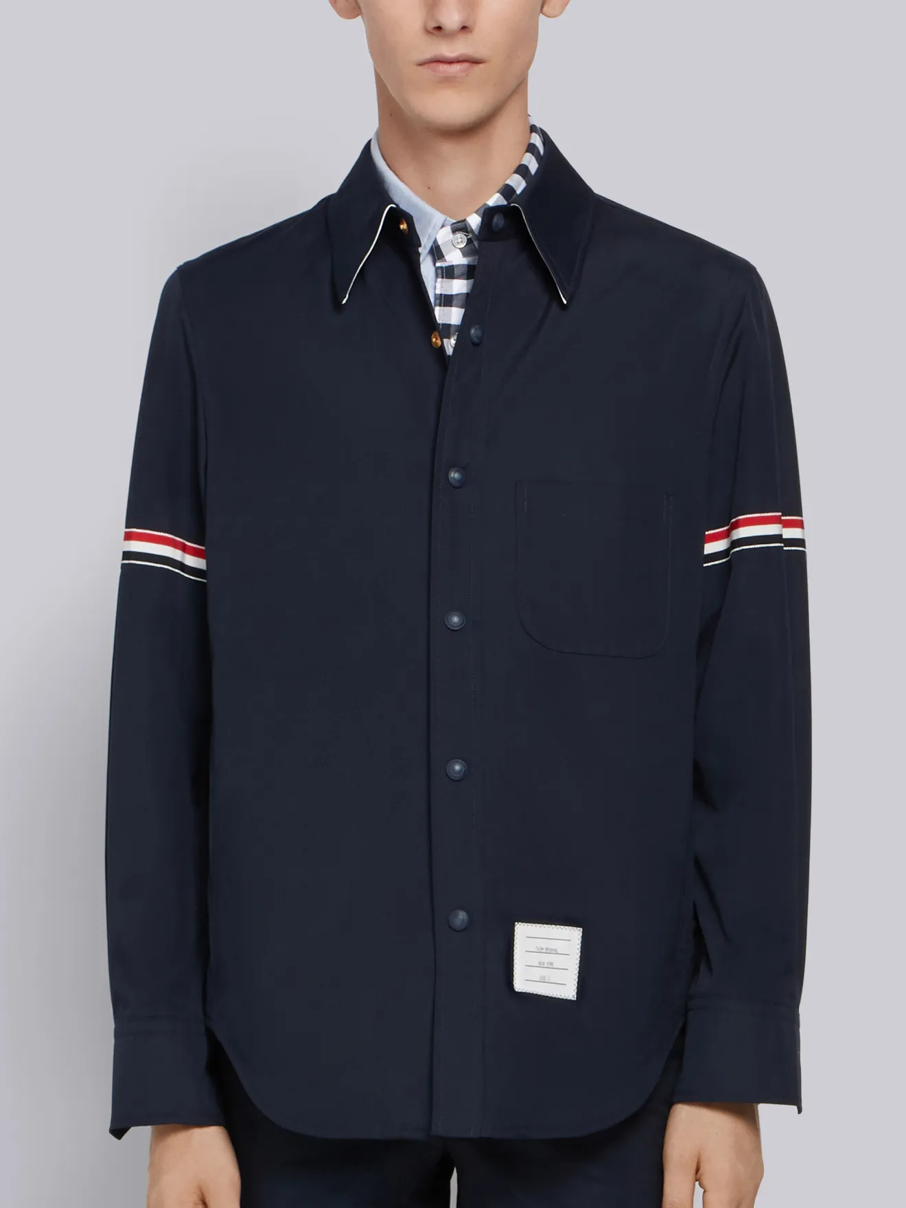 グログラン アームバンド シャツジャケットブルー | Thom Browne