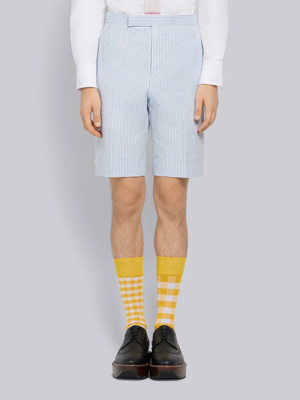 Thom Browne Seersucker Backstrap Short In Blue
