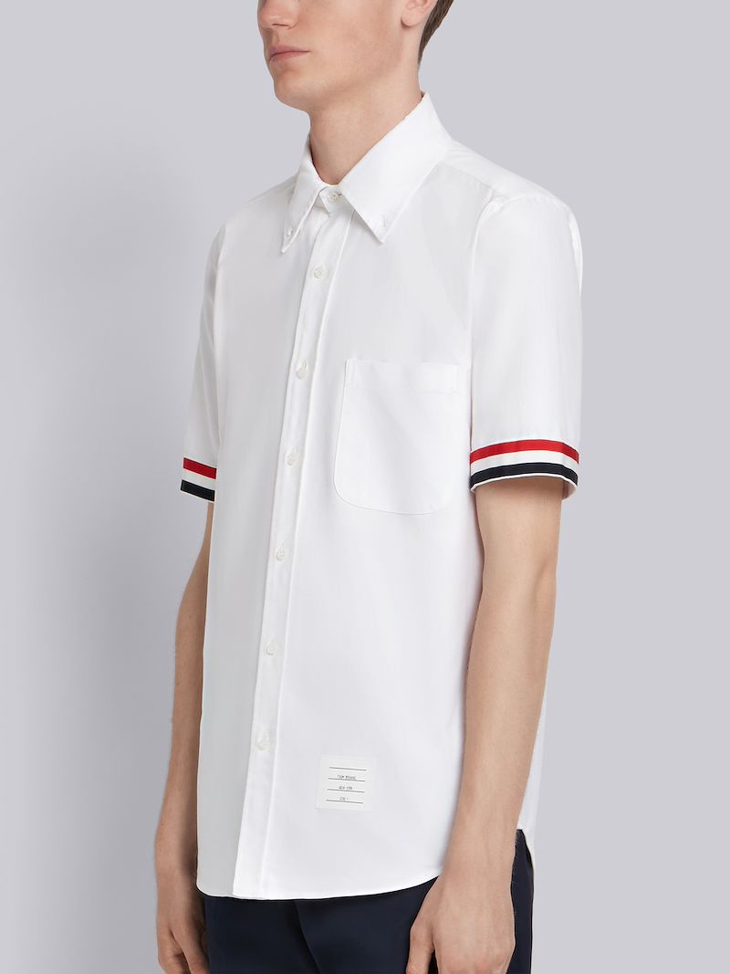 White Oxford Grosgrain Cuff Shirt