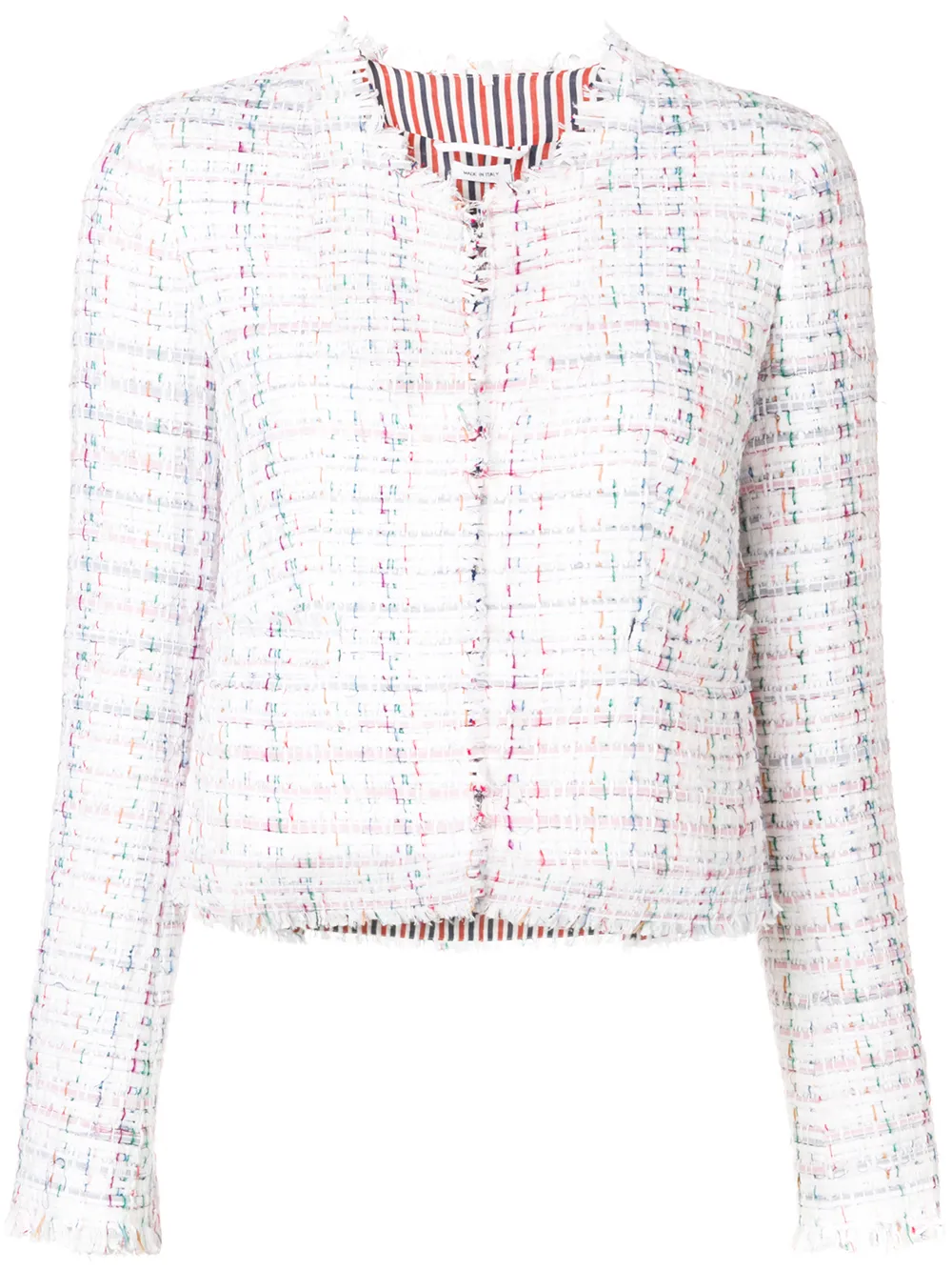 tweed frayed jacket