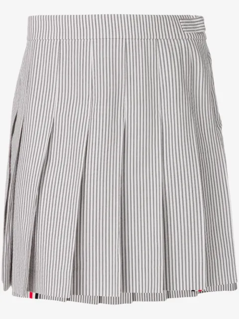 Thom Browne falda corta con pliegues de tejido seersucker 