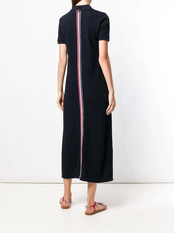 Thom Browne Center-Back Stripe Piqué Polo Dress | Blue