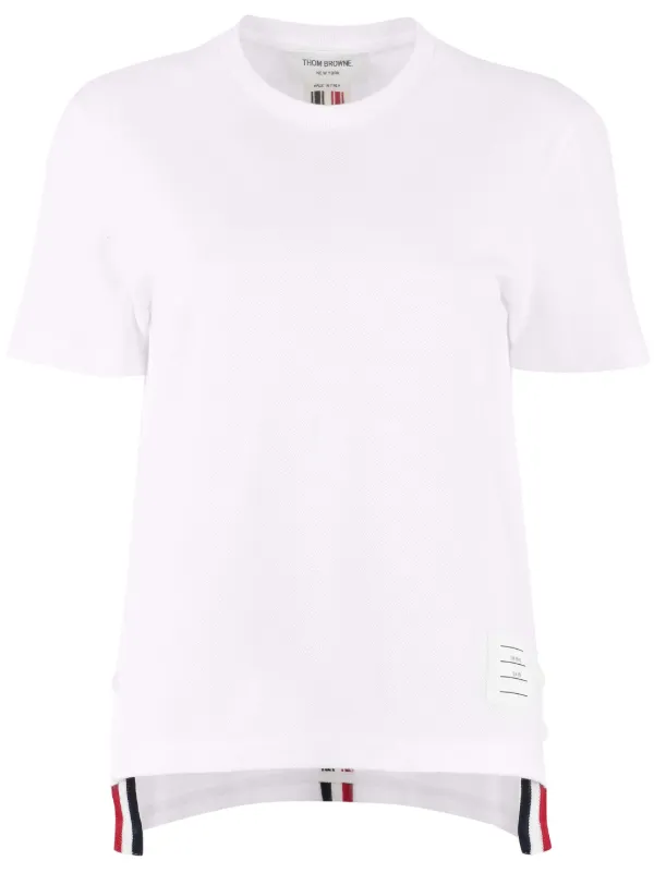 Thom Browne Classic Piqué Stripe Tee in White