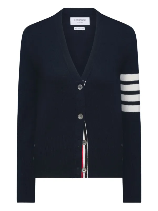 Thom Browne Classic Cashmere 4-Bar V-neck Cardigan in Blue