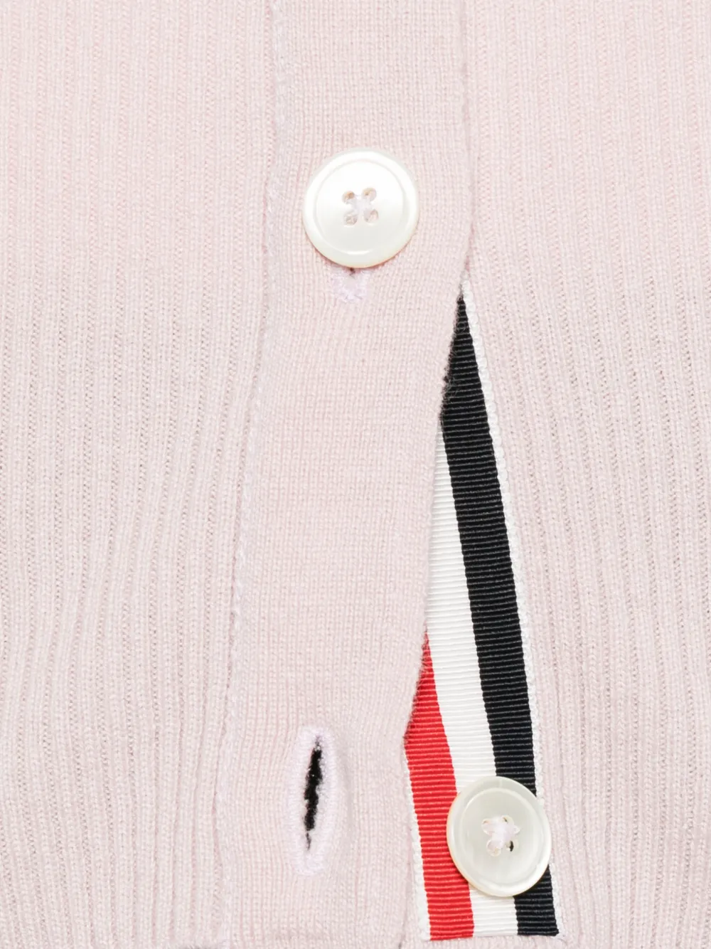 Thom Browne Classic Cashmere 4-Bar V-neck Cardigan in Pink, view 5