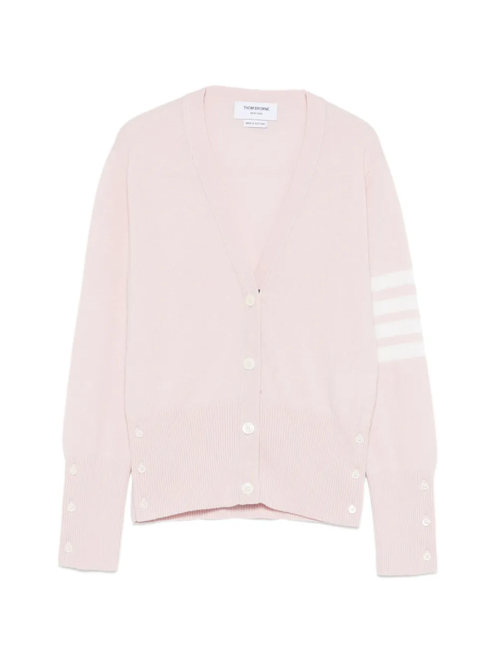 THOM BROWNE. Thom Browne Kaschmircardigan mit Logo-Streifen - Rosa